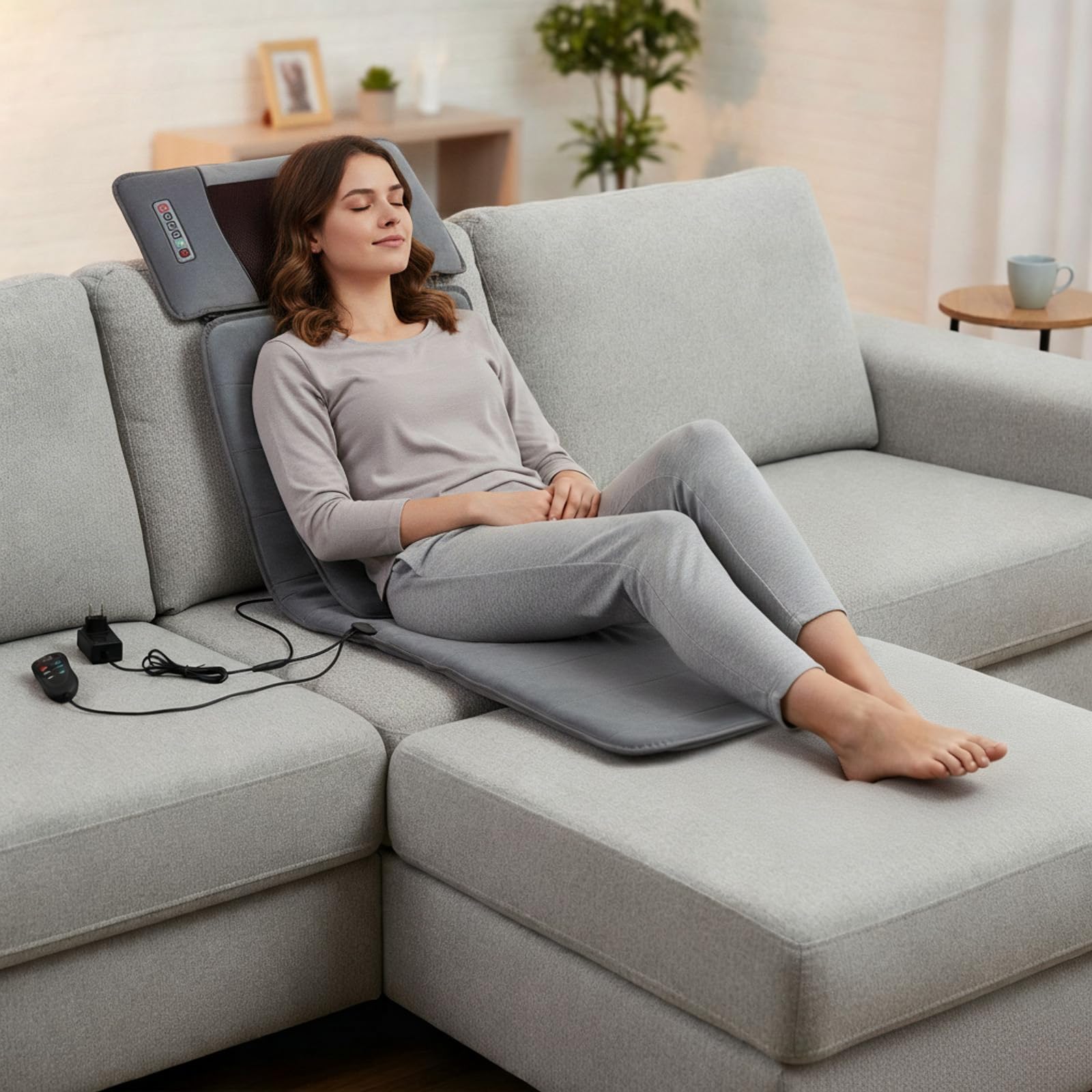Tapis de massage pour tout le corps avec chaleur, 20 têtes et 10 moteurs