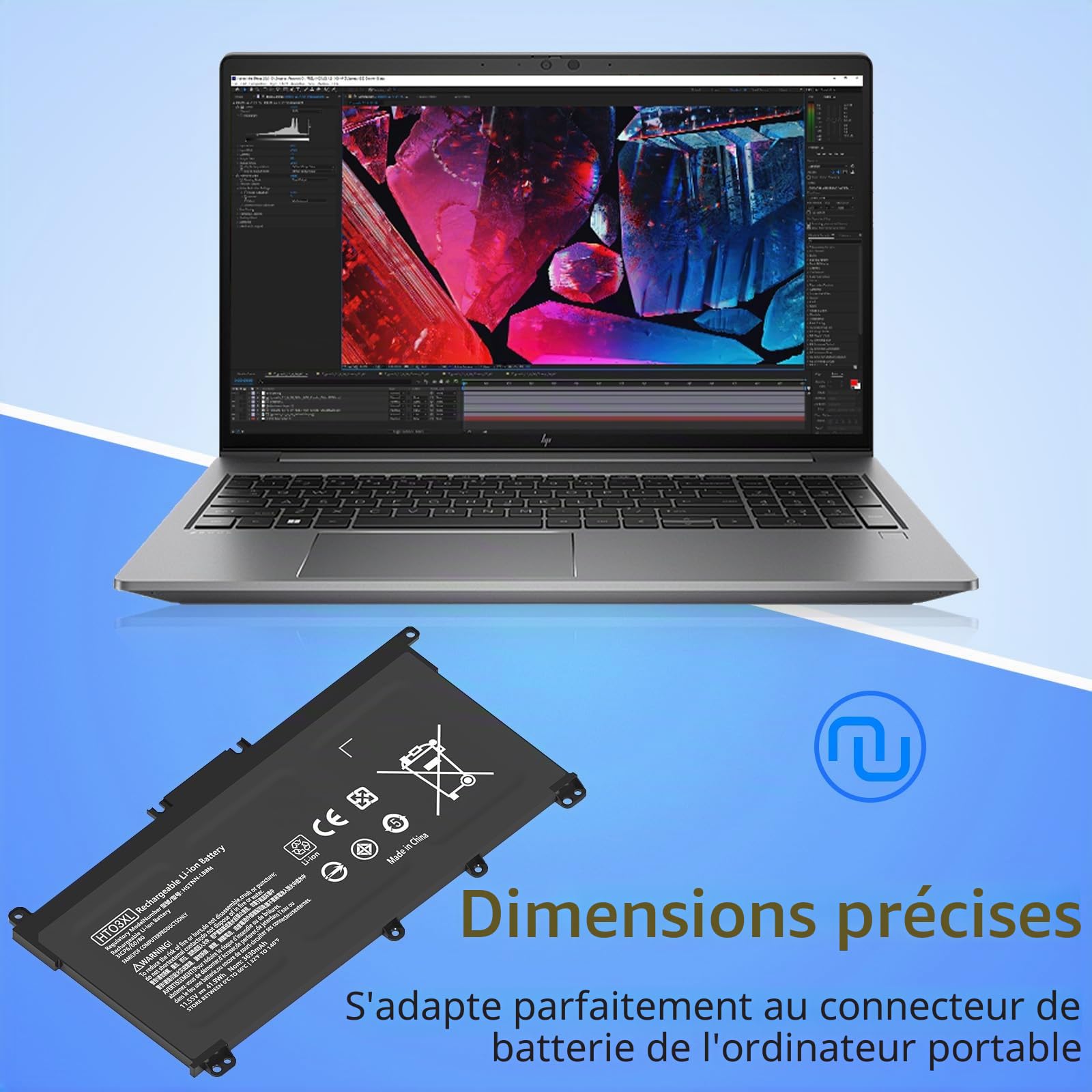 Hafiuege HT03XL TF03XL L11119-855 Batterie Compatible avec HP Pavilion 14-CE 14-CF 14-DF 15-CS 15-CW 15-DA 15-DB 15-DW 17-by 17-CA L11421-542 L11421-2C2 HSTNN-LB8M HSTNN-DB8R 11.55V 3630Mah