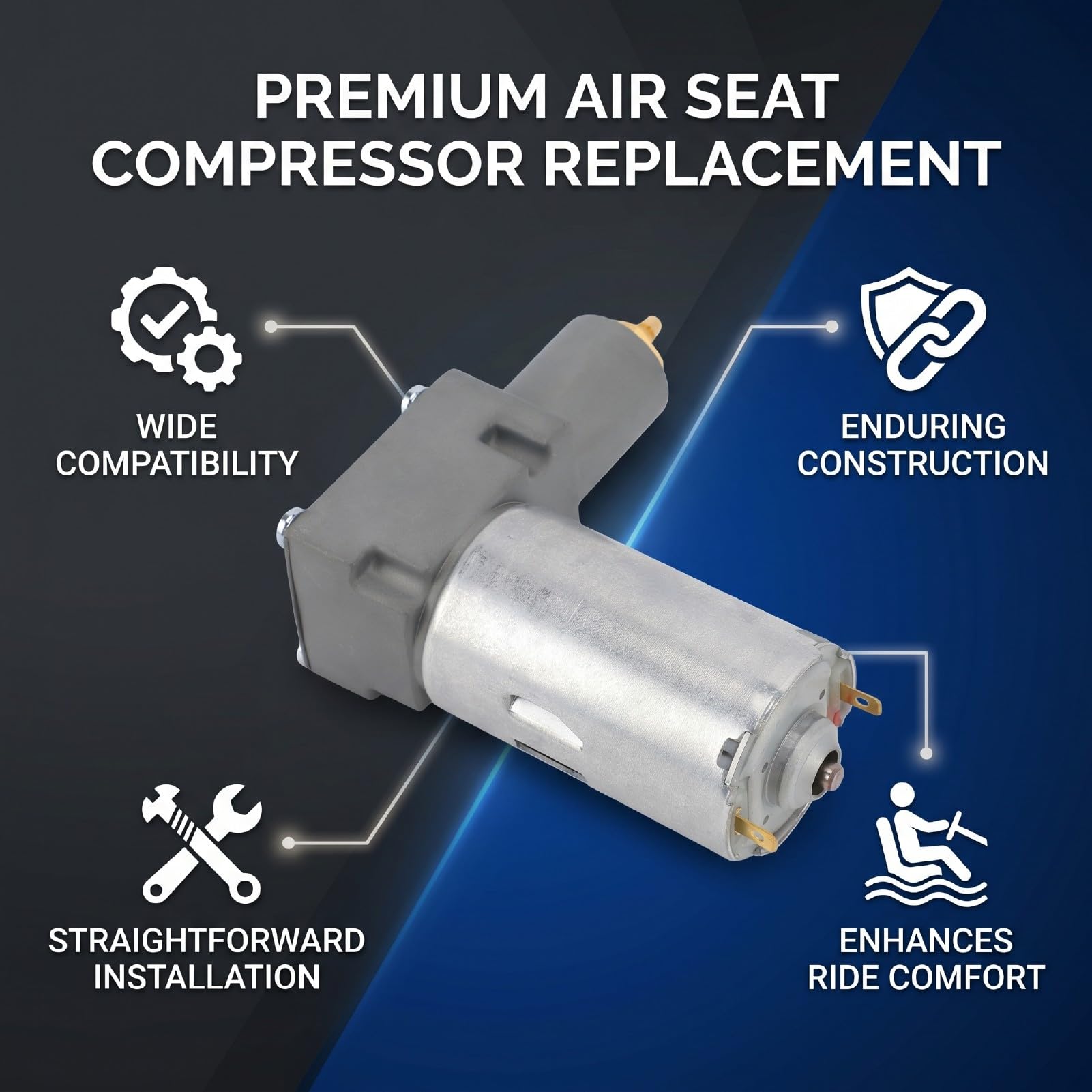 Akozon Compresor de Asiento de Aire GR1220254 de 12 V, Reemplazo del Compresor de Aire del Asiento del Conductor para Grammer Maximo Actimo Primo Compacto MSG93 MSG95 MSG97 MSG75