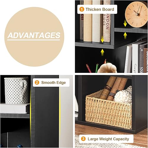 Miniatura 5 de VECELO Estantería pequeña de 3 niveles, estantería de 4 cubos, se adapta a los accesorios más altos, unidad moderna de pie, estante con capacidad