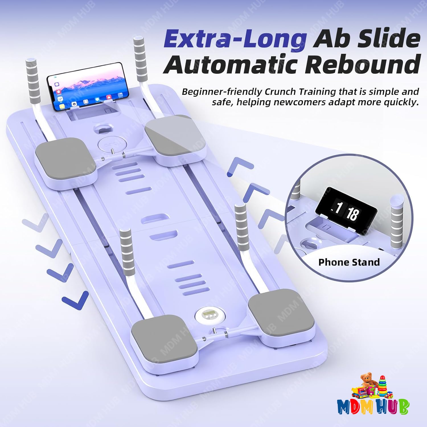 MDM HUB Pilates Board, Multifunctional Abdominal Board, Ab Core Trainer for Home Workout – Multifunctional Core Trainer with Resistance Bands & Sliding Pads – Full Body Exercise Board for Abs, Arms & Legs, Compact Storage Design 4