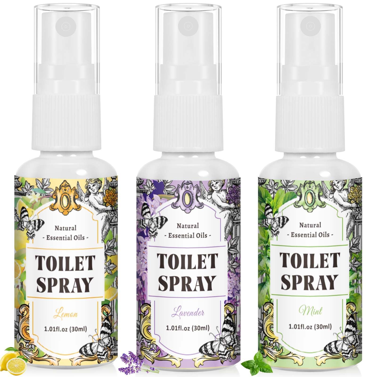 STRN Toilet Spray, 3-Pack Lemon, Mint &amp; Lavender Natural Scent