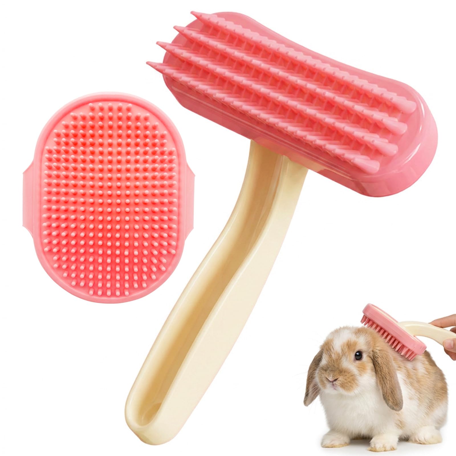 2Pcs Rabbit Brush, Pet Grooming Brush, Soft Silicone Bristles, Efficient Hair Removal Tool for Rabbits and Small Animals, Easy to Clean and Store