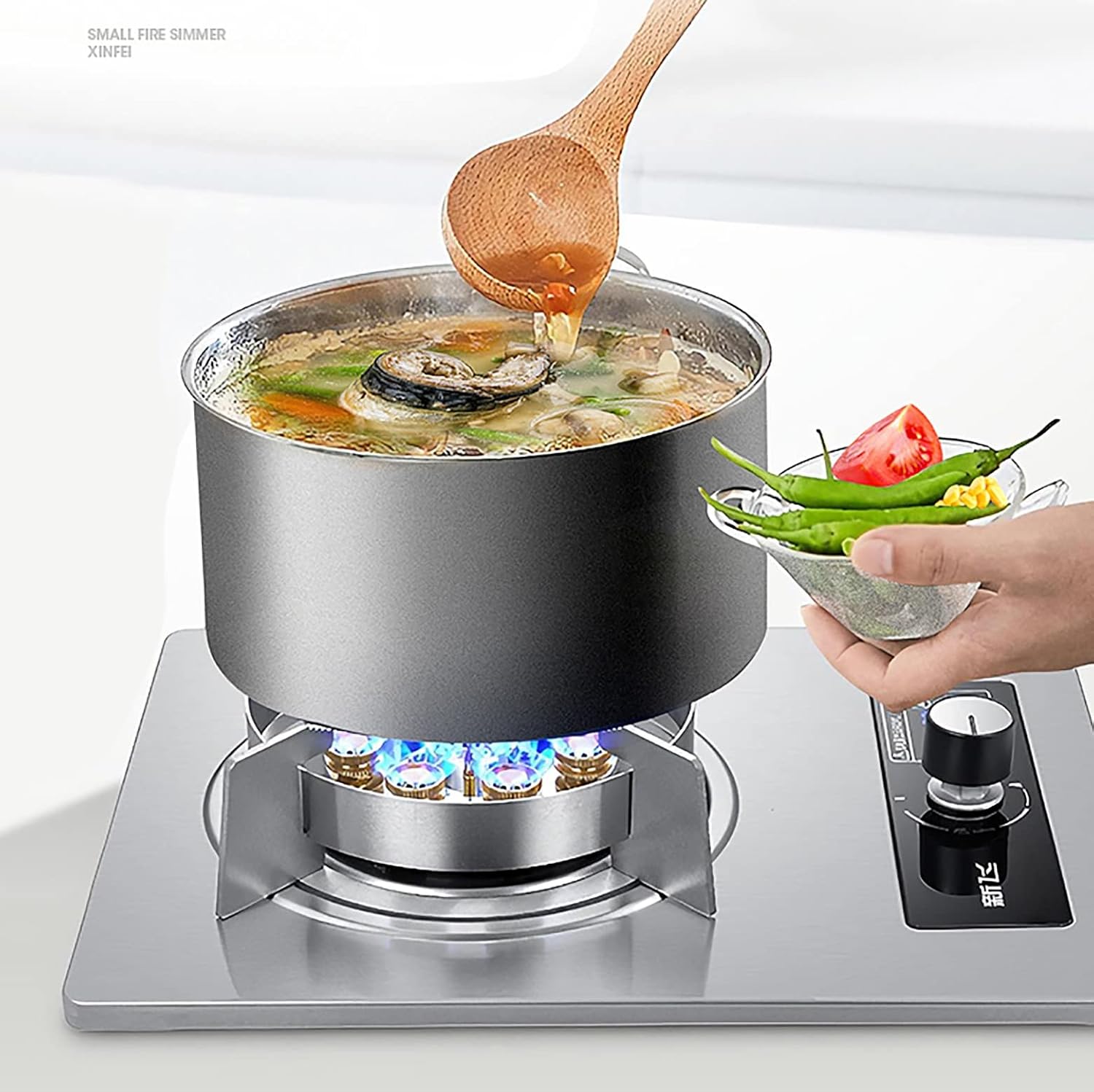 Burner Gas Cooker gas hob Home Kitchen Built-in Gas Cooktop，1-Zone Gas Hob/Gas Stove,Non-slip Cast Iron Hob Rings,Flameout Protection Device & Multiple Gears Knob Operation，Compatible With A(LPG)