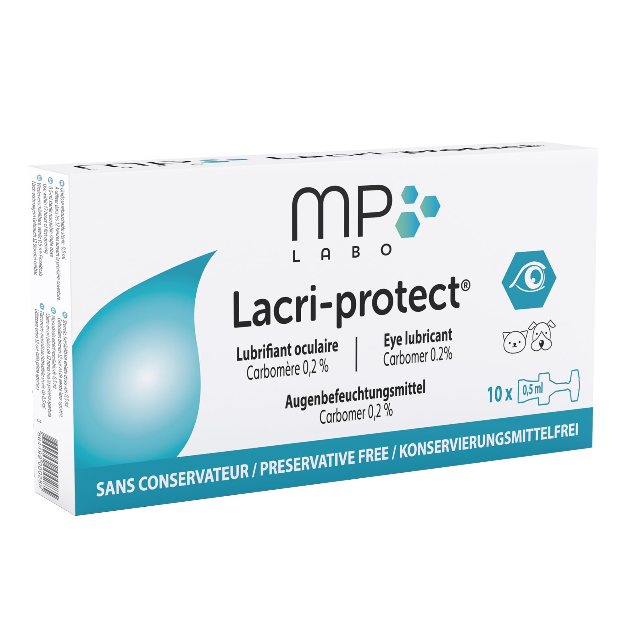 MP Labo Lubrifiant oculaire 10 x 0,5 ml pour chien et chat