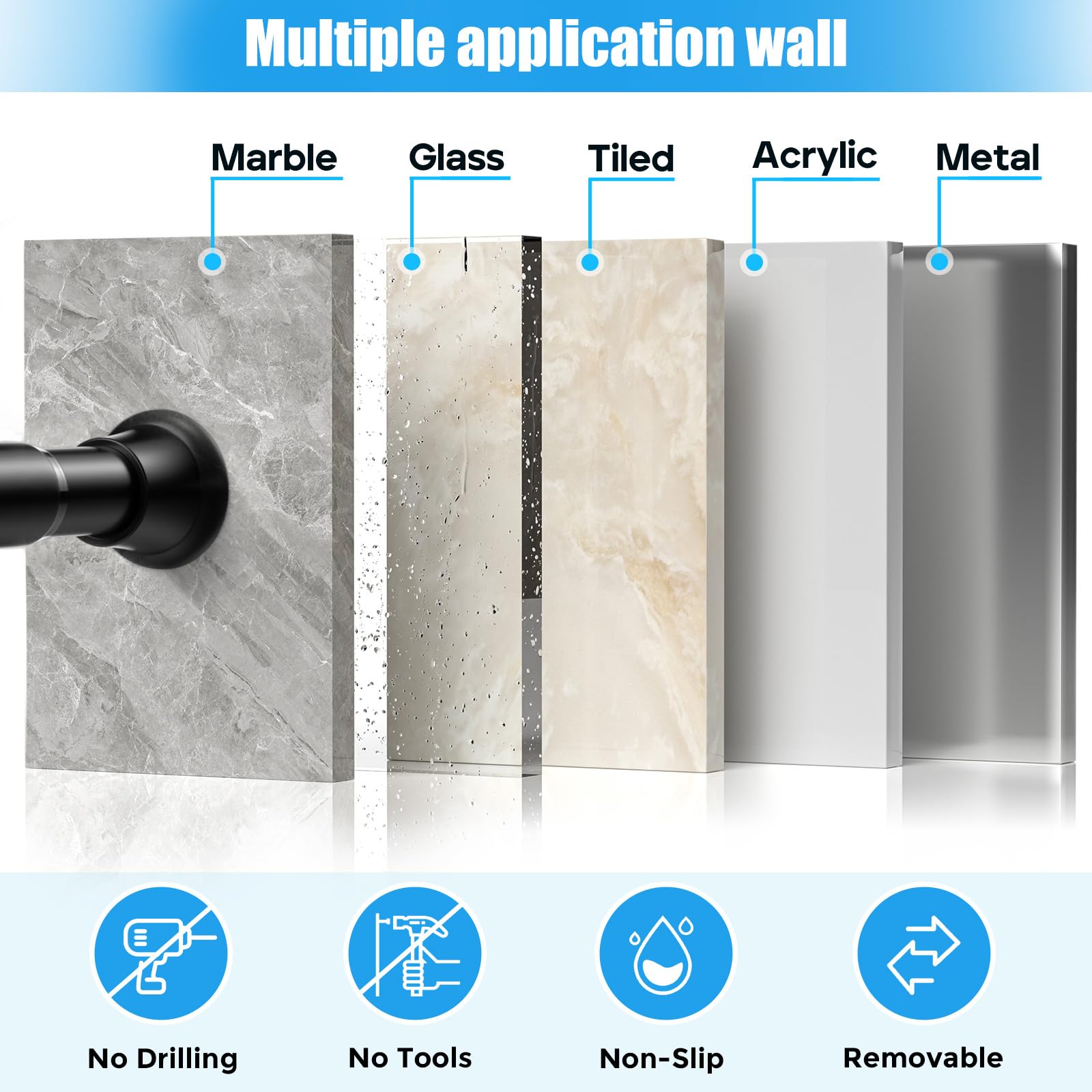 Zipglo Shower Curtain Pole 78-197cm - Image 4