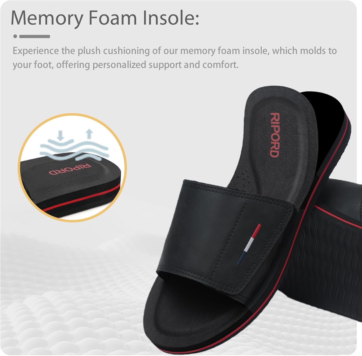 Mens Adjustable Slides Sandals Slip On Sandals Comfortable Athletic Anti-Slip Slides - Image 8