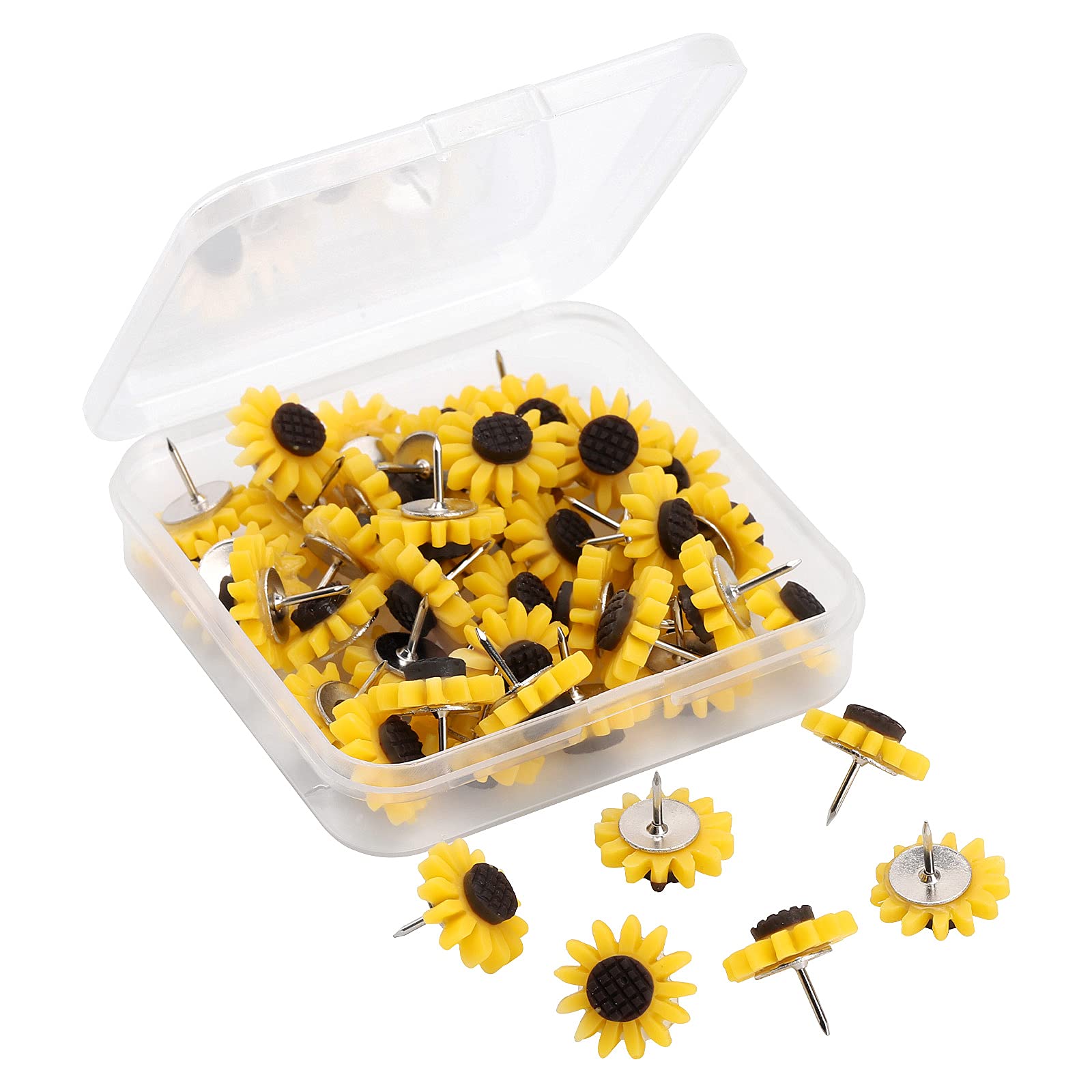 40Pcs Sunflower Push Pins Flower Cork Board Tacks for Feature Wall Photo Wall Bulletin Board — image 1