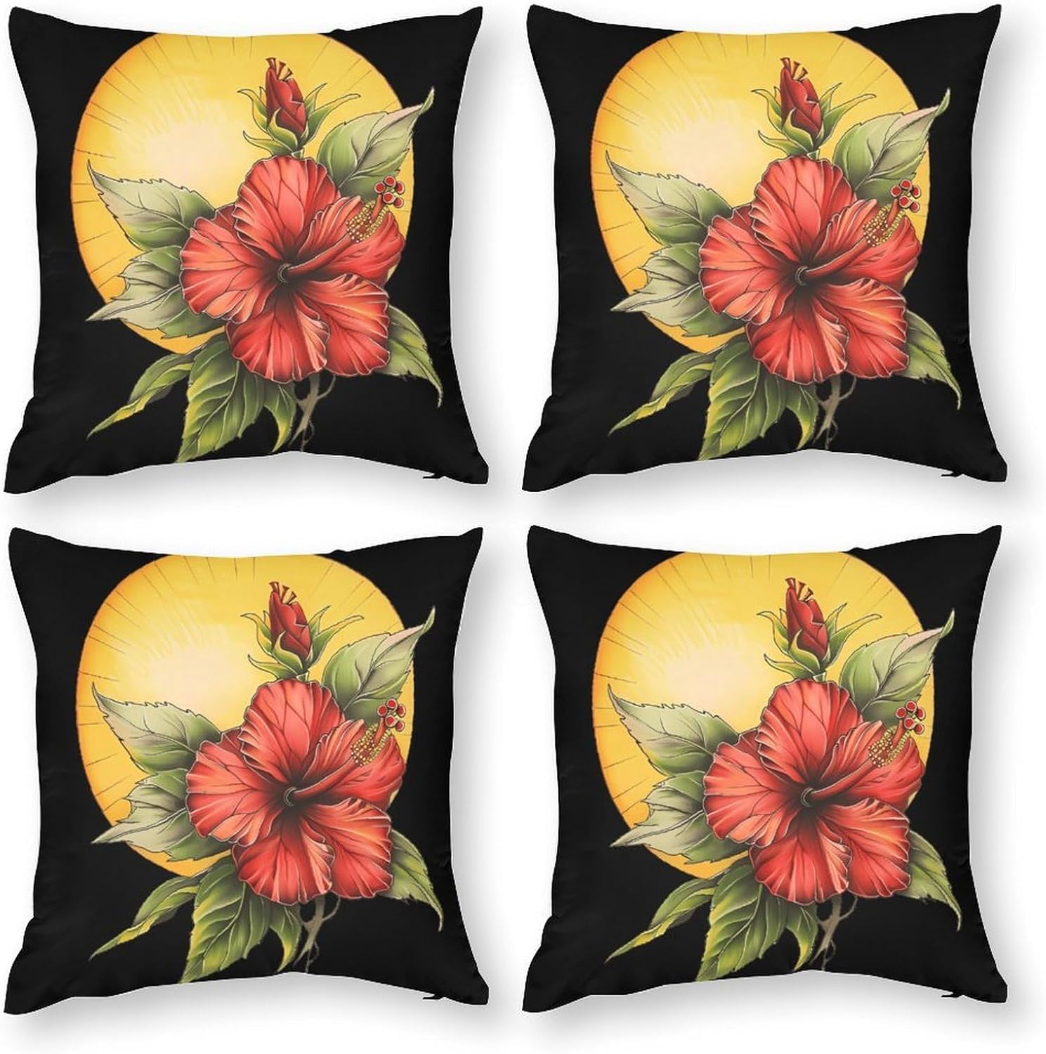 Island Bloom Printed Throw Pillow Case 4 Pcs Soft Pillowcases Pillows Covers Sofa Bed Decor 12/14/16/17/18/20/22/24/32 Inches