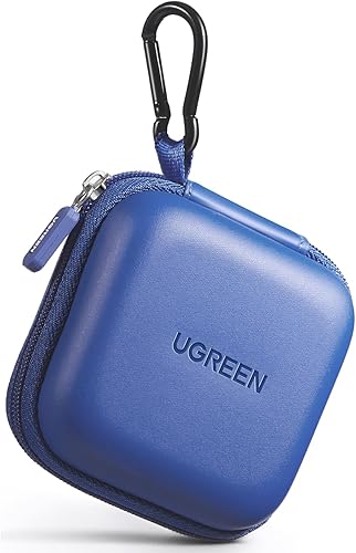 UGREEN Estuche cuadrado para auriculares, funda impermeable para auriculares, carcasa rígida de EVA portátil con mosquetón de acero inoxidable, para