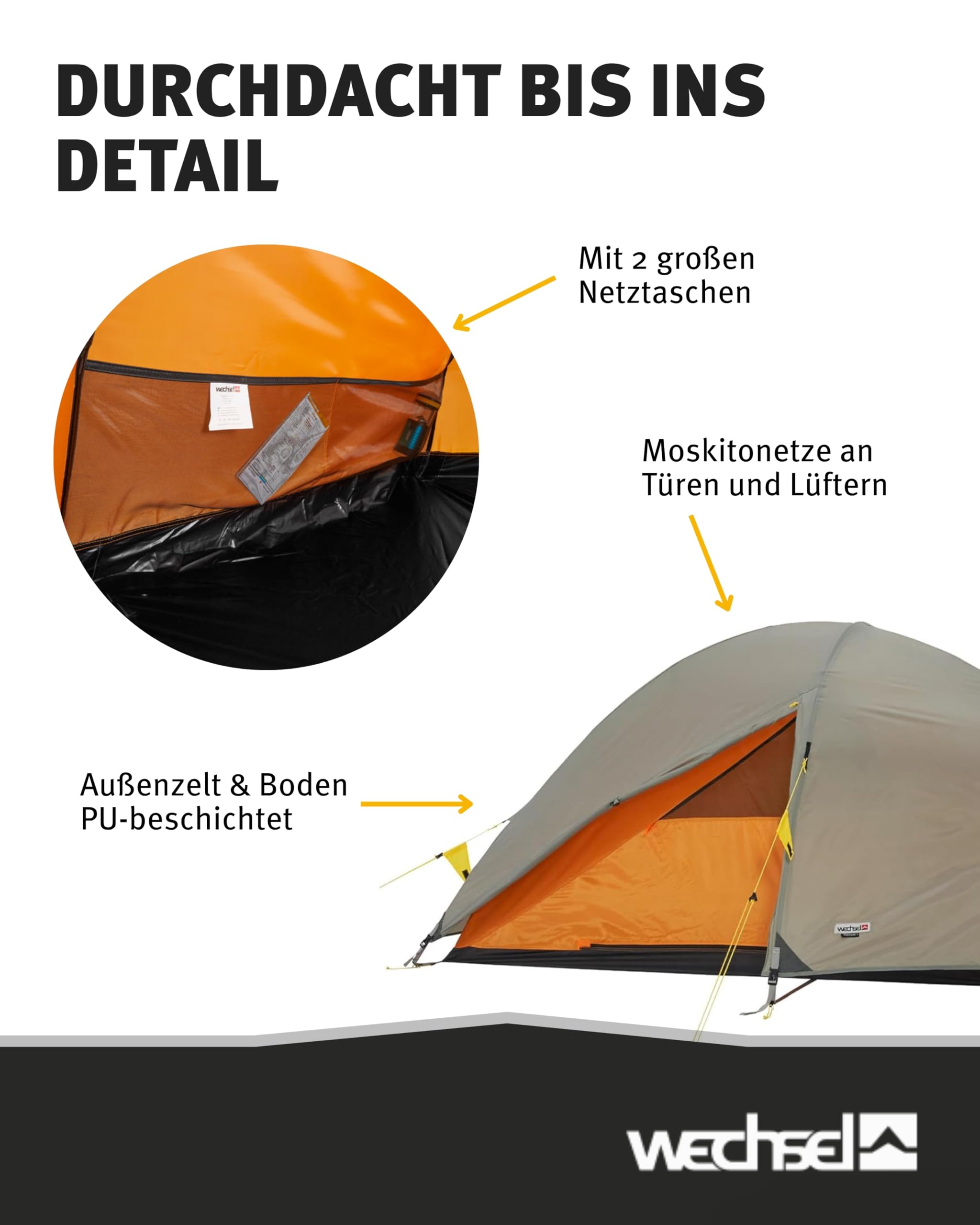 Wechsel Trekkingzelt Venture 1 I Kuppelzelt für 1 Person I schnell aufbaubares Hybridzelt I kompakt & transportabel I ideales Outdoor-Zelt für Camping, Wandern & Bike Packing