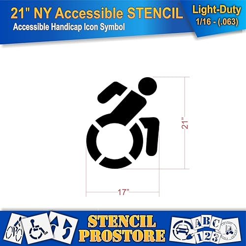 Miniatura 6 de Plantillas de pavimento  21 pulgadas  Plantilla de símbolo de icono accesible  21 pulgadas x 17 pulgadas x 18 pulgadas (128 mil)  Grado profesional