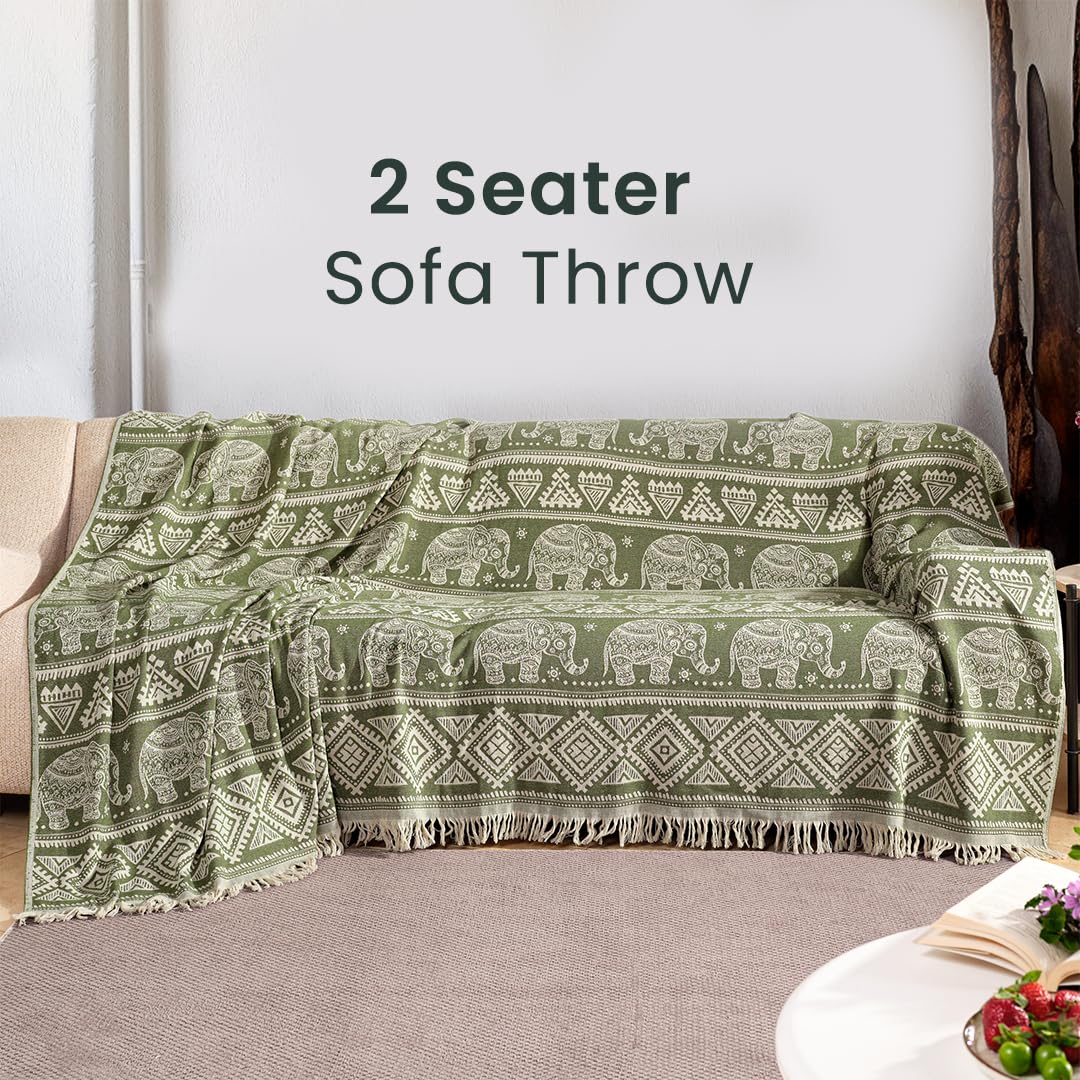 Milam London Coperta Boho, Copriletto King Size 220x240cm Verde Oliva | Copridivani 2 Posti, Coperte Boho, Copriletto King Size, Arredo Boho, Salvadivano