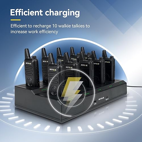Miniatura 3 de Retevis RT22S Walkie Talkies para adultos, radios FRS portátiles bidireccionales (paquete de 10) con cargador de 10 vías, radio de mano de 2 vías