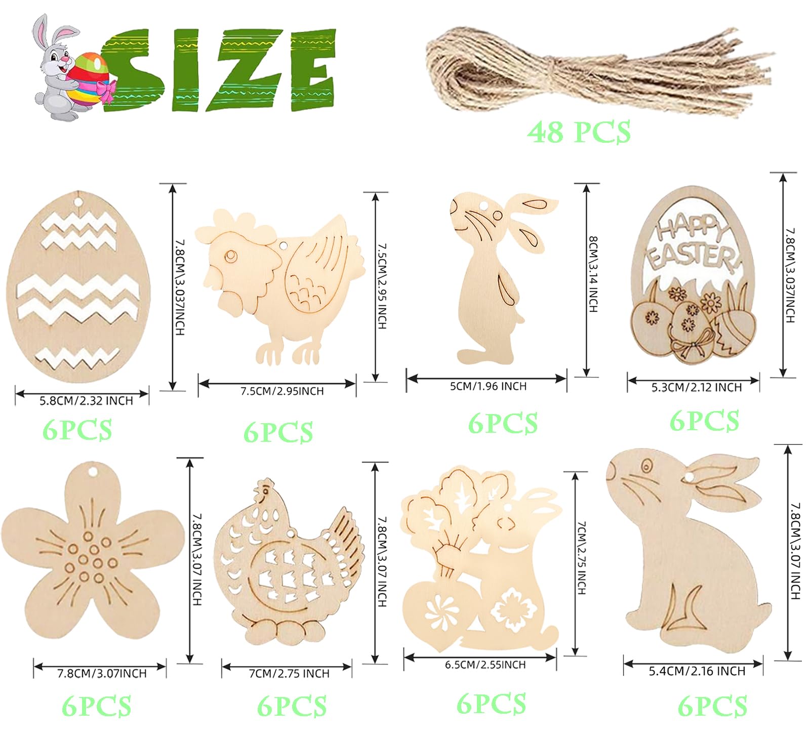 ToBeIT 40 Uova Di Pasqua Da Decorare, Uova In Legno Da Dipingere, Per Bambini, Fai Da Te, Decorazioni Pasquali