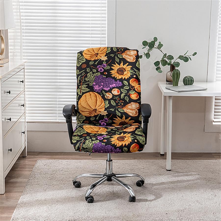 Miniatura 2 de Funda elástica con estampado para silla de computadora, fundas duraderas con cremallera para silla de oficina, fundas elásticas para silla de