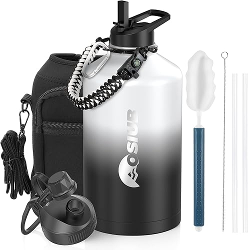 Miniatura 25 de Botella de agua aislada OSIUB 32 oz, de acero inoxidable de triple pared al vacío (fría durante 48 horas), a prueba de fugas y sin BPA, botella de