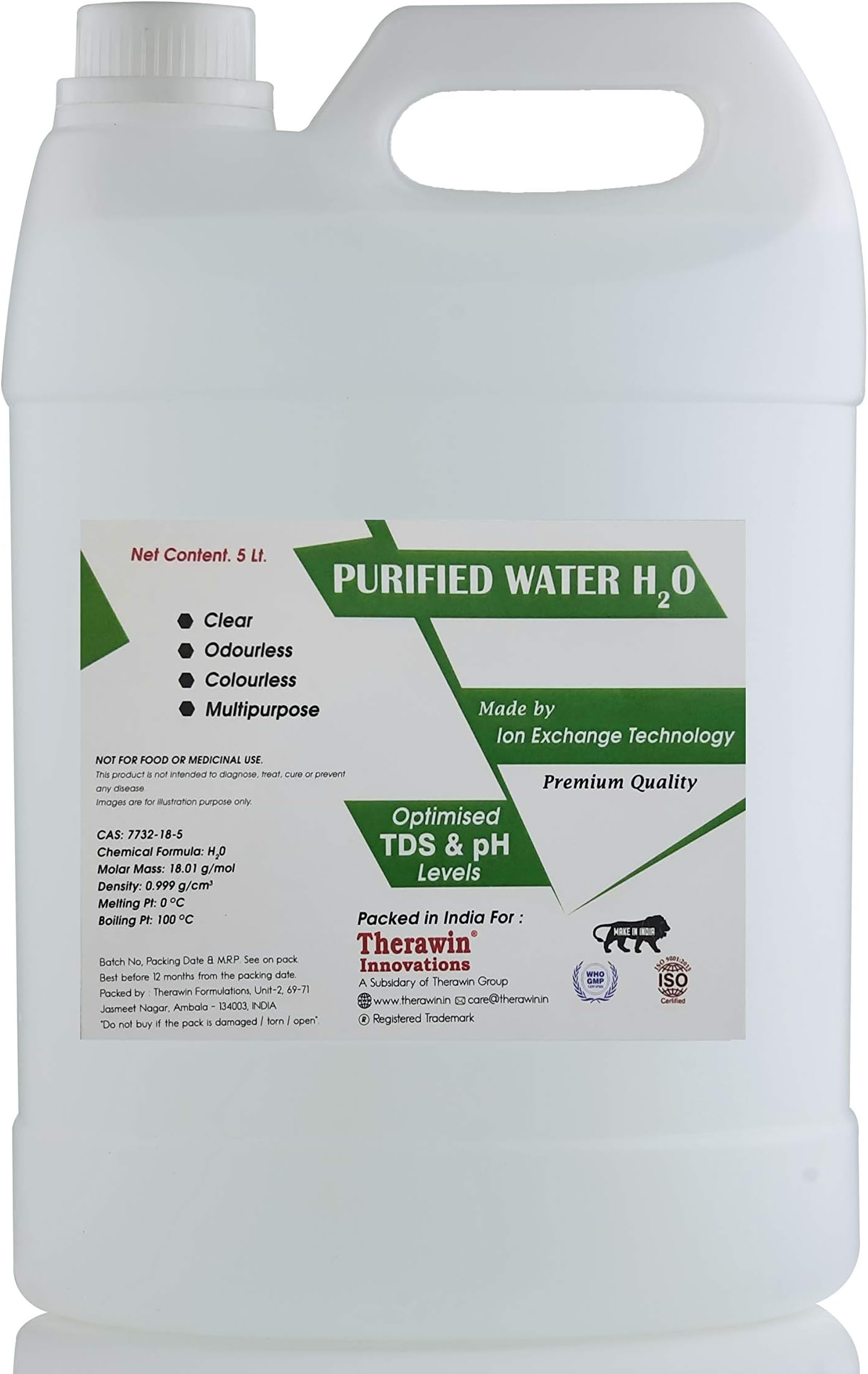 Therawin Purified Demineralised Water for Battery, Inverter, Laboratory & Steam Appliances