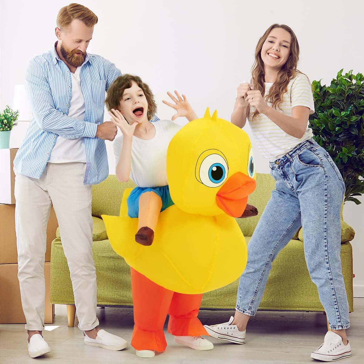 COMIN Inflatable Yellow Duck Costume Cute Blow up Funny Party Halloween Costume for Kids - Image 5