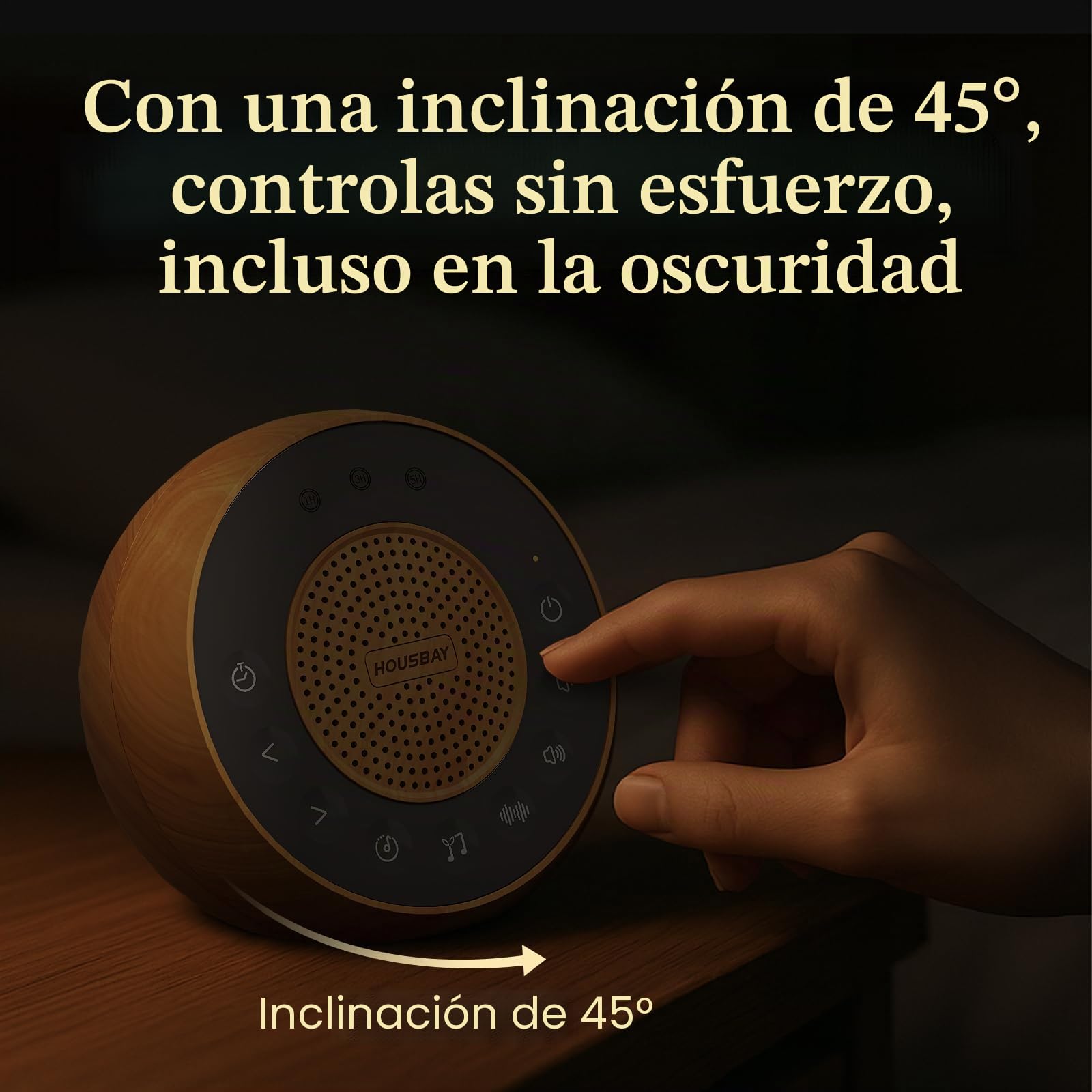 Housbay - Máquina de Ruido Blanco, Ayuda para Dormir para Adultos y Bebés, 35 Sonidos Naturales Relajantes para Dormir, Máquina de Ruido Blanco con Temporizador de Dormido y Diseño de Madera