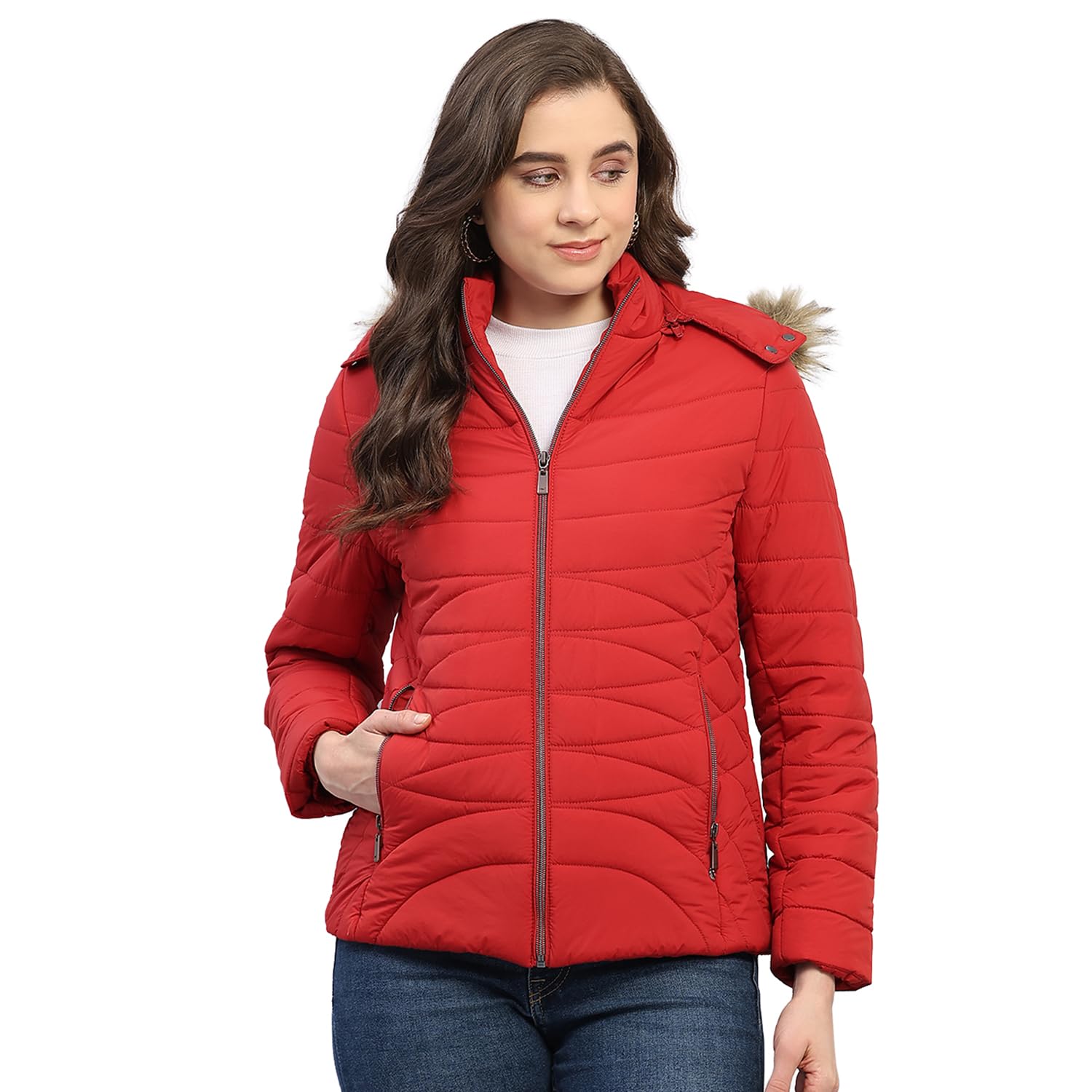 monte carlo Womens Regular Fit Solid Hooded Zipper Full Sleeve Winter Jacket Women Winter Jacket | Stylish Zipper Jacket | Casual Winter Wear For Women's (Pack Of 1)-picture-21