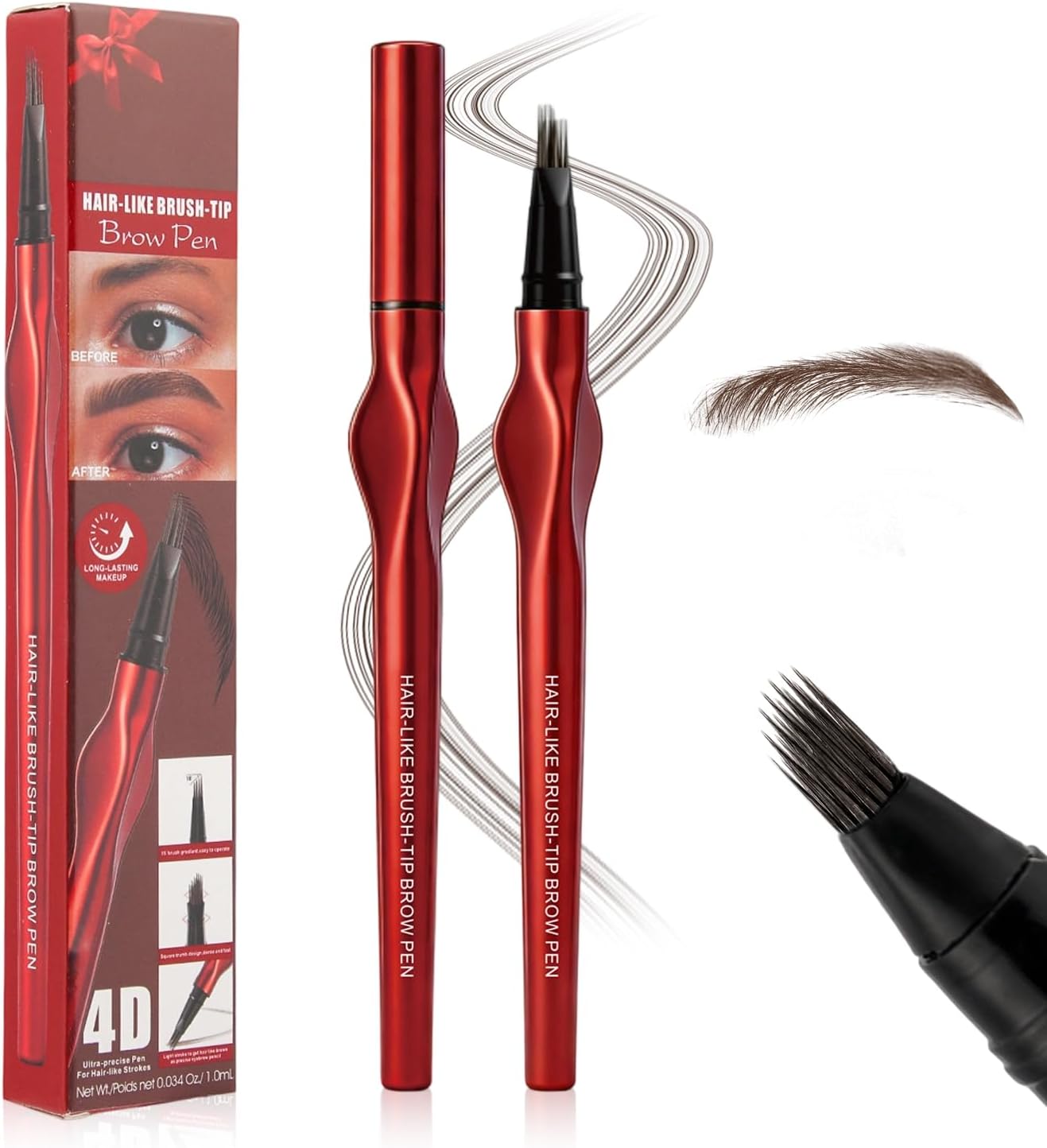 Erinde Microblading ołówek do brwi, precyzyjny aplikator z pędzelkiem, farba do wypełniania brwi, wodoodporny ołówek do brwi, do 12 godzin trwałego makijażu brwi, naturalnie realistyczny 01