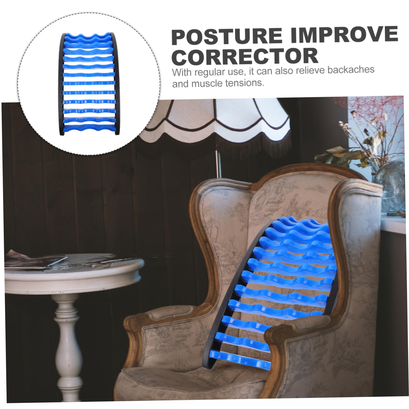 Masażer Do Pleców Regulowanym Wsparciem Lędźwiowym Ergonomiczny Rozciągacz Kręgosłupa Kolorze Niebieskim Ulga Bólu Pleców Poprawa Postawy