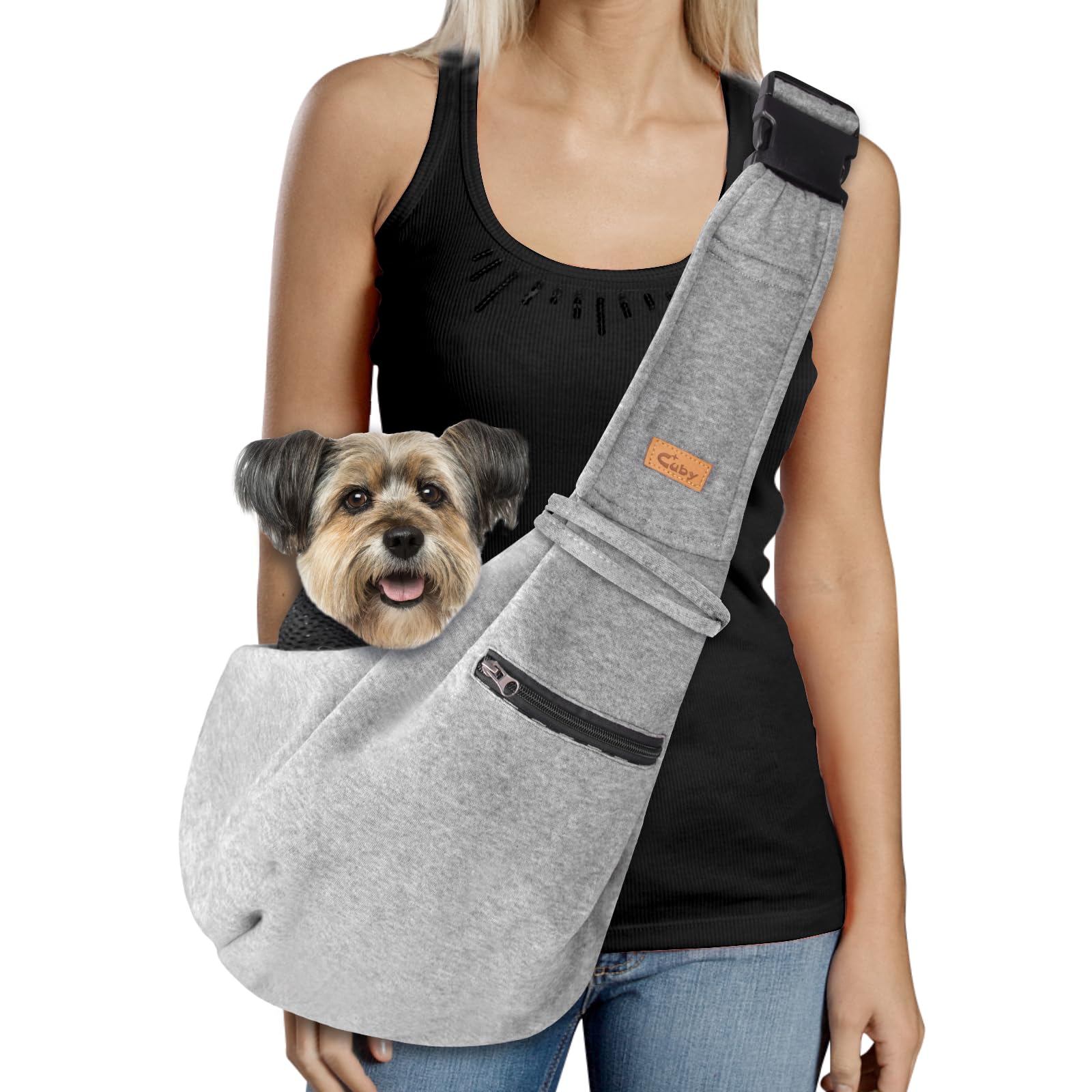 CUBY Dog and Cat Sling Carrier, Small Dog Carrier Sling with Adjust Strap & Zip Pocket