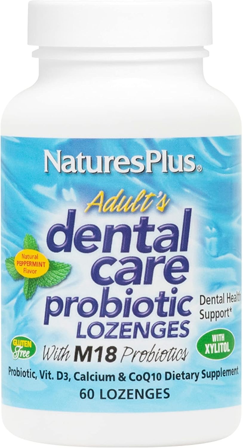 Natures Plus Adults Dental Care Probiotic – Supplement for Teeth & Gum Health – Peppermint Flavor – 60 Vegetarian Lozenges (30 Servings) Natures Plus Adults Dental Care Probiotic – Supplement for Teeth & Gum Health – Peppermint Flavor – 60 Vegetarian Lozenges (30 Servings)