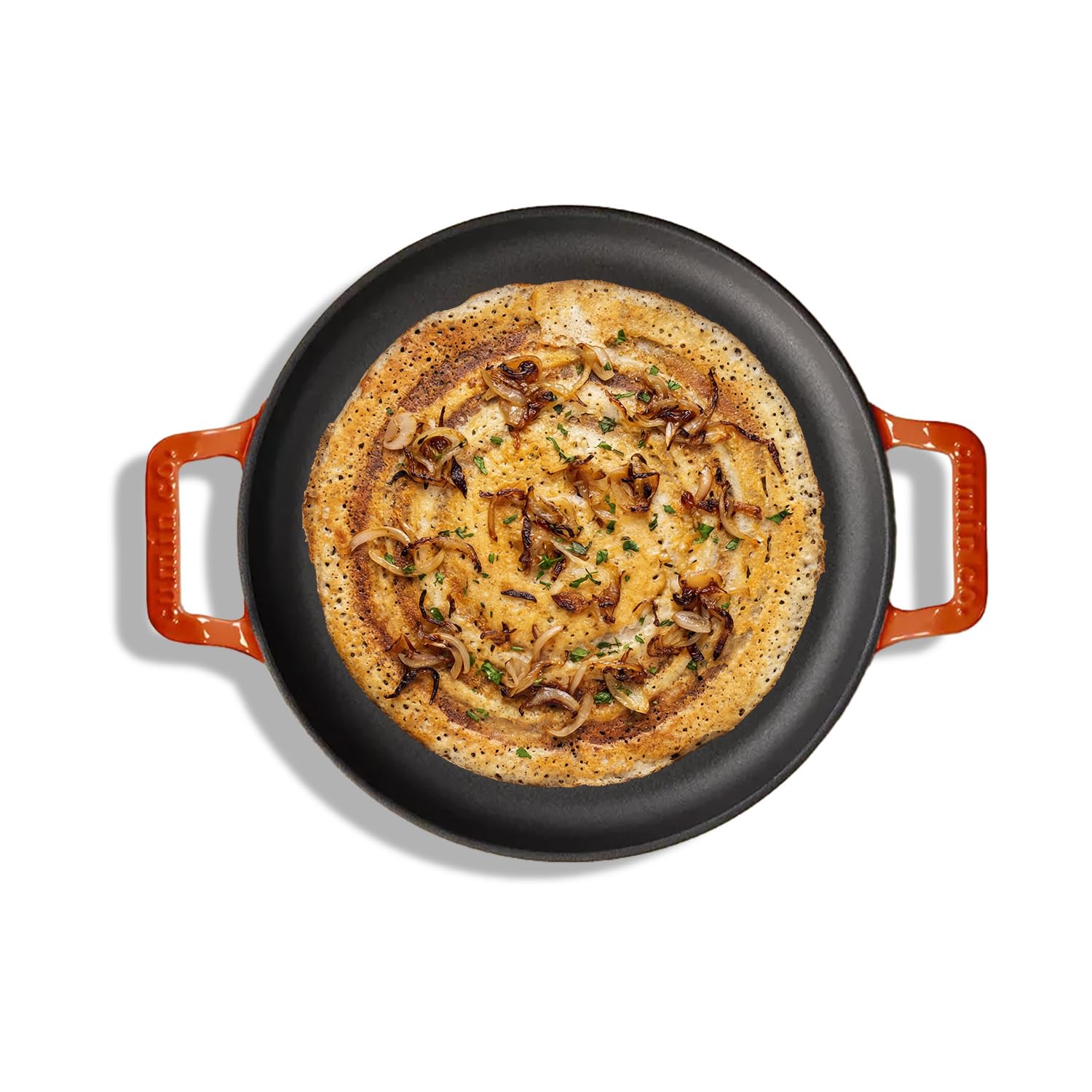 CUMIN CO. Enamel Cast Iron Non Stick Dosa Tawa 30 cm | 10 Year Warranty | Chemical Free Coating | Non Toxic Tawa for Dosa, Chilla & Roti | Induction & Gas Compatible | No Seasoning Needed | Rust