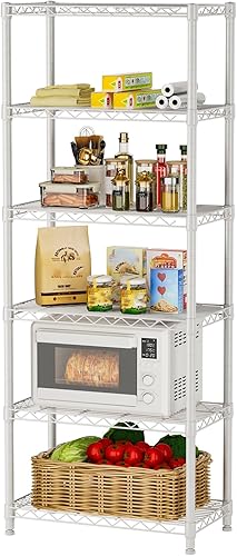 Miniatura 21 de Estantes de Almacenamiento Ajustables de 6 Niveles, Estante de Metal de Servicio Pesado con Capacidad de 900 LBS, Unidad de Estantería de Alambre