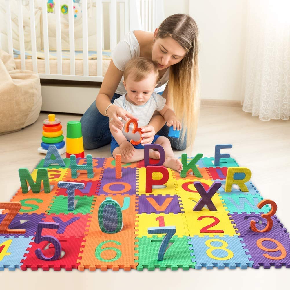 BVM GROUP 36 Pieces Mini Puzzle Foam Mat for Kids, Interlocking Education Learning Alphabet and Number Mat for Kids (B092VRHZ82) Amazon Price History, Amazon Price Tracker