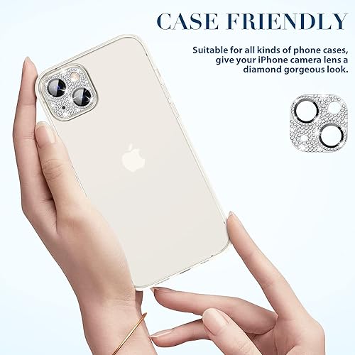 Miniatura 6 de Goton Compatible con iPhone 14 Plus  14 protector de lente de cámara, cubierta de metal brillante con purpurina, accesorios de protección de