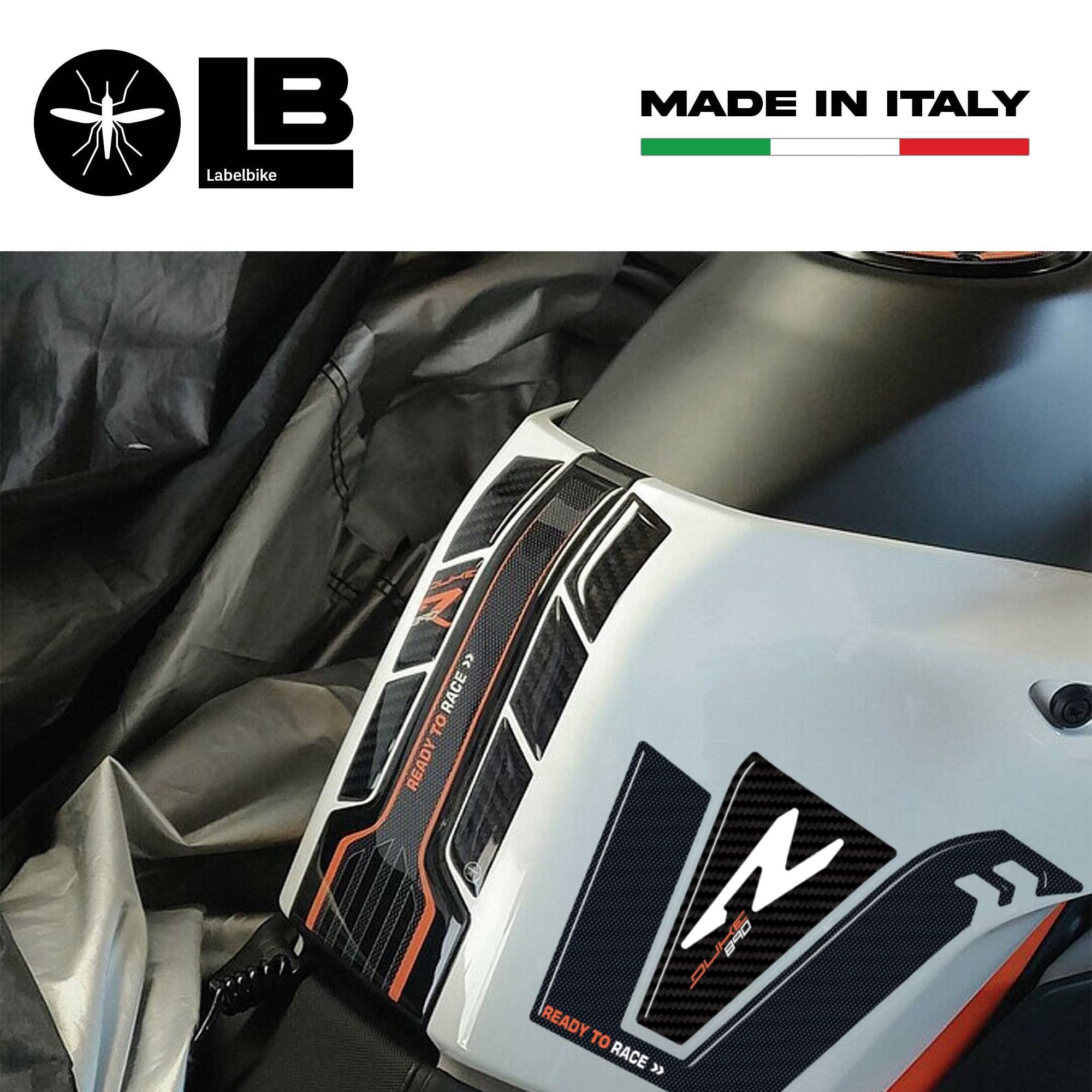 labelbike - 3D Aufkleber Set Motorrad Tank Harzschutz und Dekorationen kompatibel mit KTM 890 Duke R