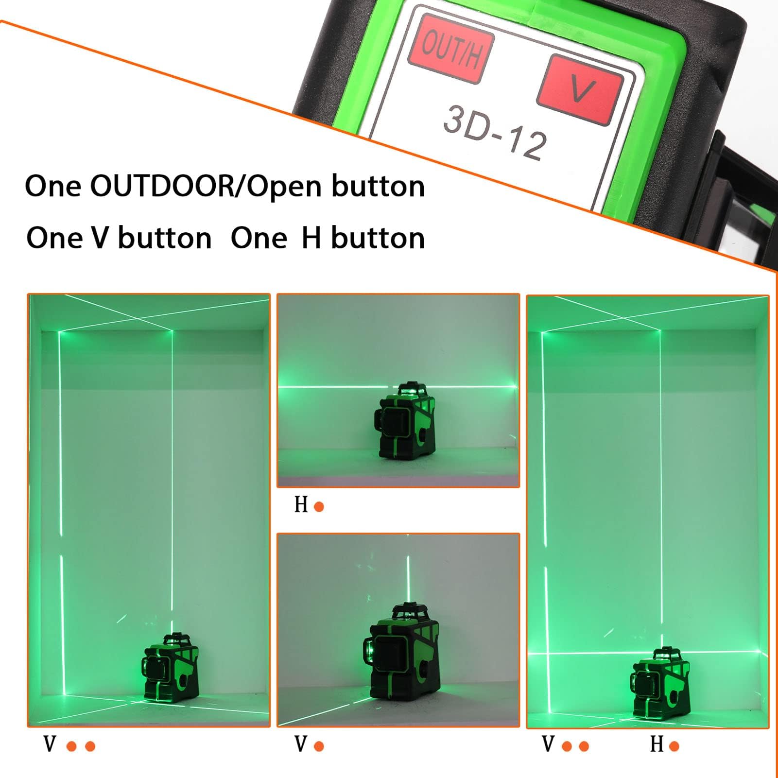 Livella Laser Autolivellante 12 Linee, Geevorks 3 X 360 °Livello Laser Autolivellante Verde, 1 x Batterie, Autolivellante, Supporto rotante, Telecomando, Base Magnetica