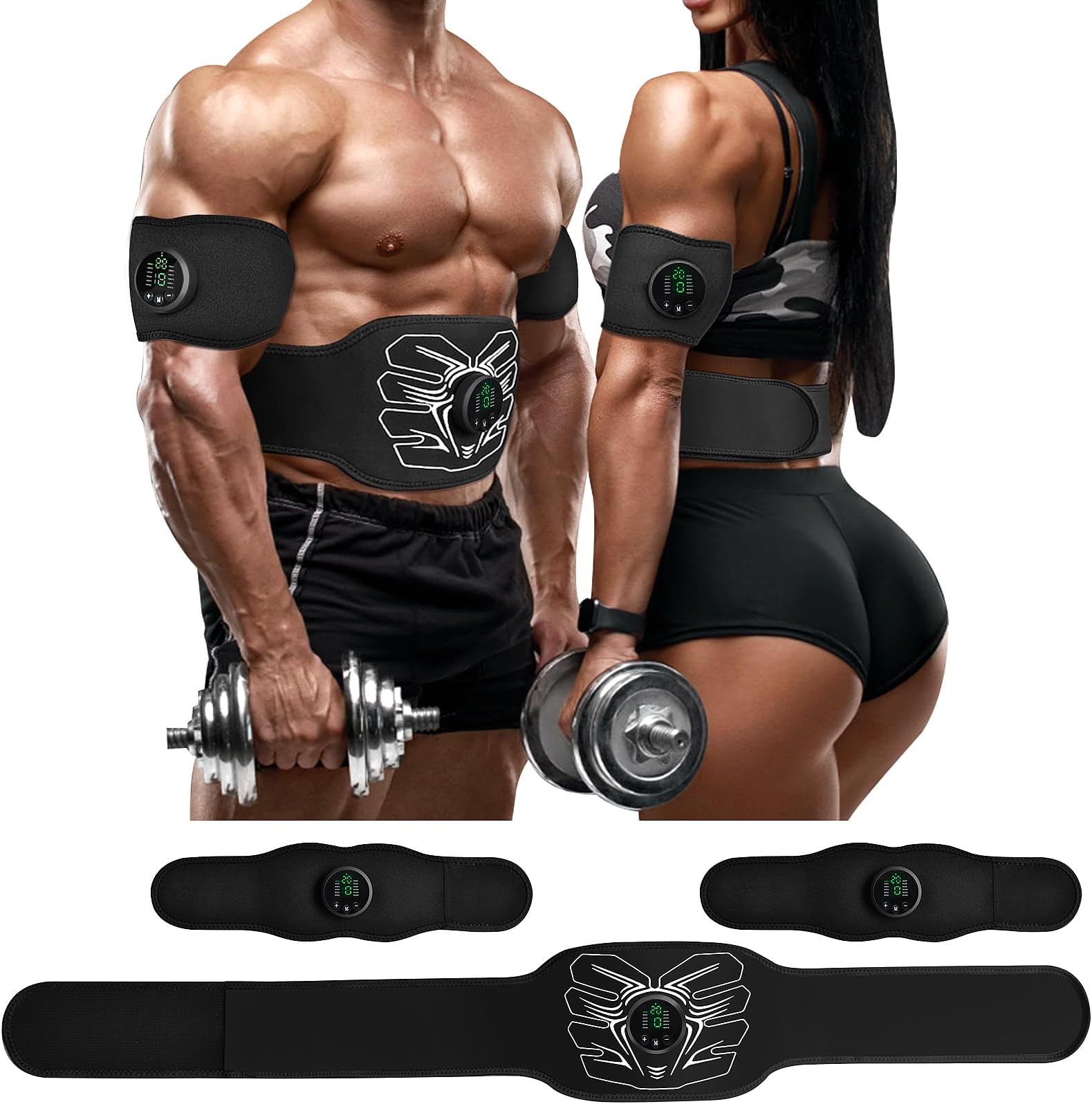 Ab Stimulator Power Pack – MHD TENS Muscle Stimulator, Strength Training Waist Belt, Perfect Workout Equipment for Enhanced Core Strength - Effortlessly Ab Training