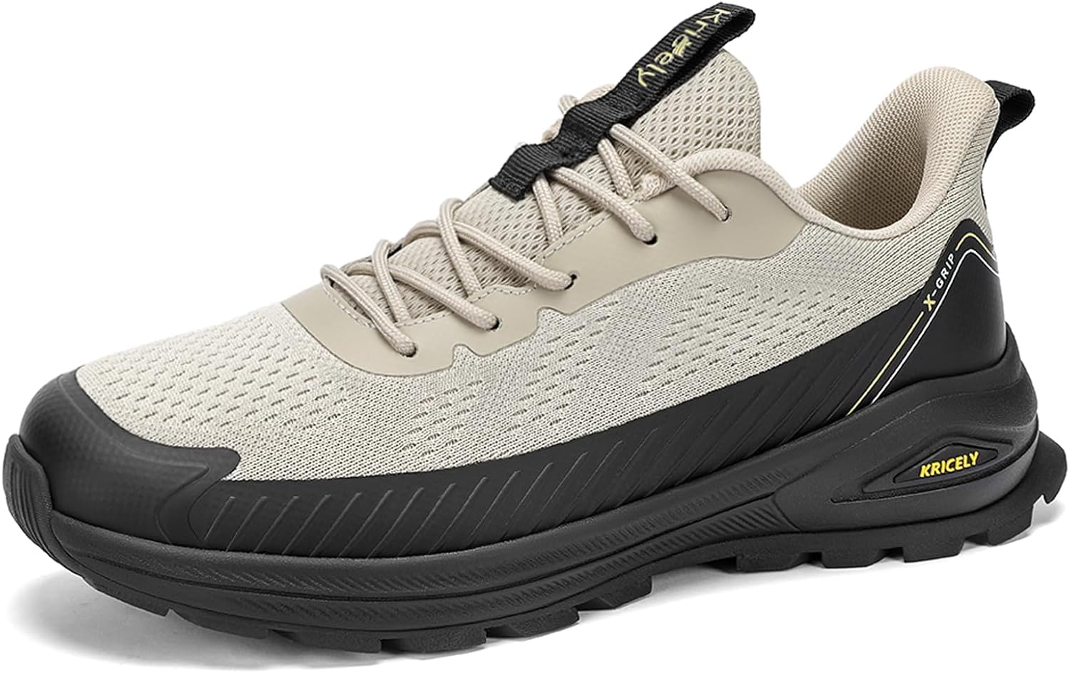 Kricely Men's Trail Running Shoes Lightweight Breathable Non Slip Shock Absorbing Sneakers for Hiking Cross Training