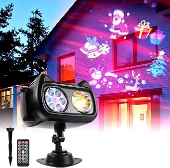 Christmas Snowflake Projector Lights for Outdoor, IP65 Waterproof Holiday Projector LED Lamp, 180 Rotating Snowfall Lamp for Xmas Halloween Party Garden Decoration 12in1 Projector