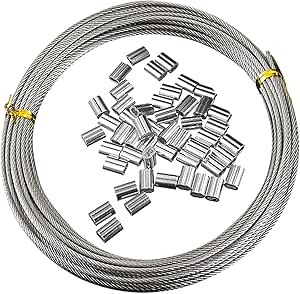 Amazon.com: 304 Stainless Steel Cable Wire Rope with 50 Crimping Loop ...