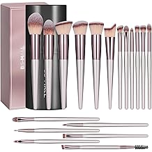 BS-MALL Makeup Brush Set 18 Pcs Professional Foundation Powder Concealers Eyeshadow Blush Synthetic Makeup Brushes with Labeled instruction Black Case Upgraded Version