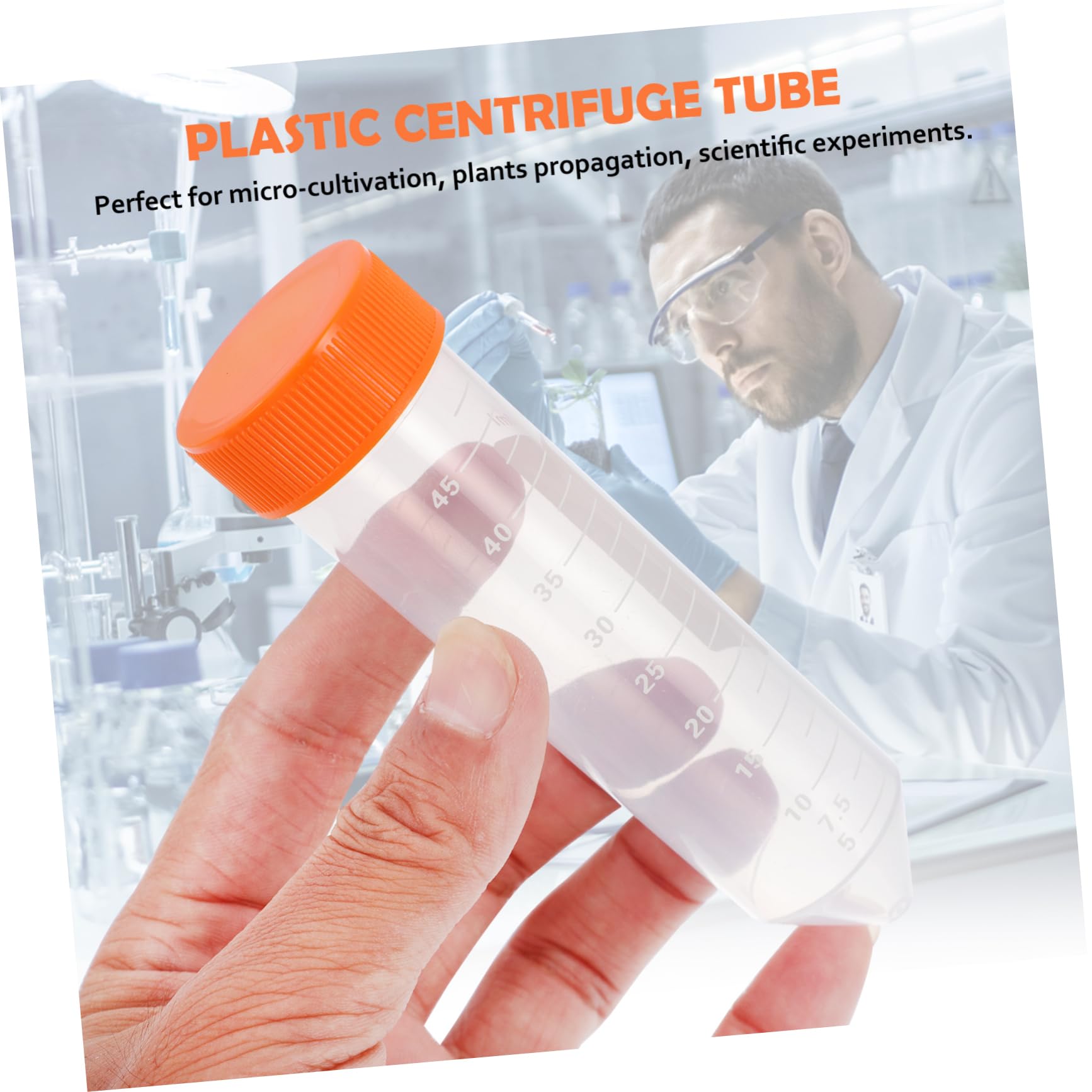 Kunststoff Zentrifugenröhrchen 50ml Hohe Chemische Beständigkeit und Hohe Transparenz 50 Stück mit Deckel für Wissenschaftliche Experimente und Mikrovermehrung