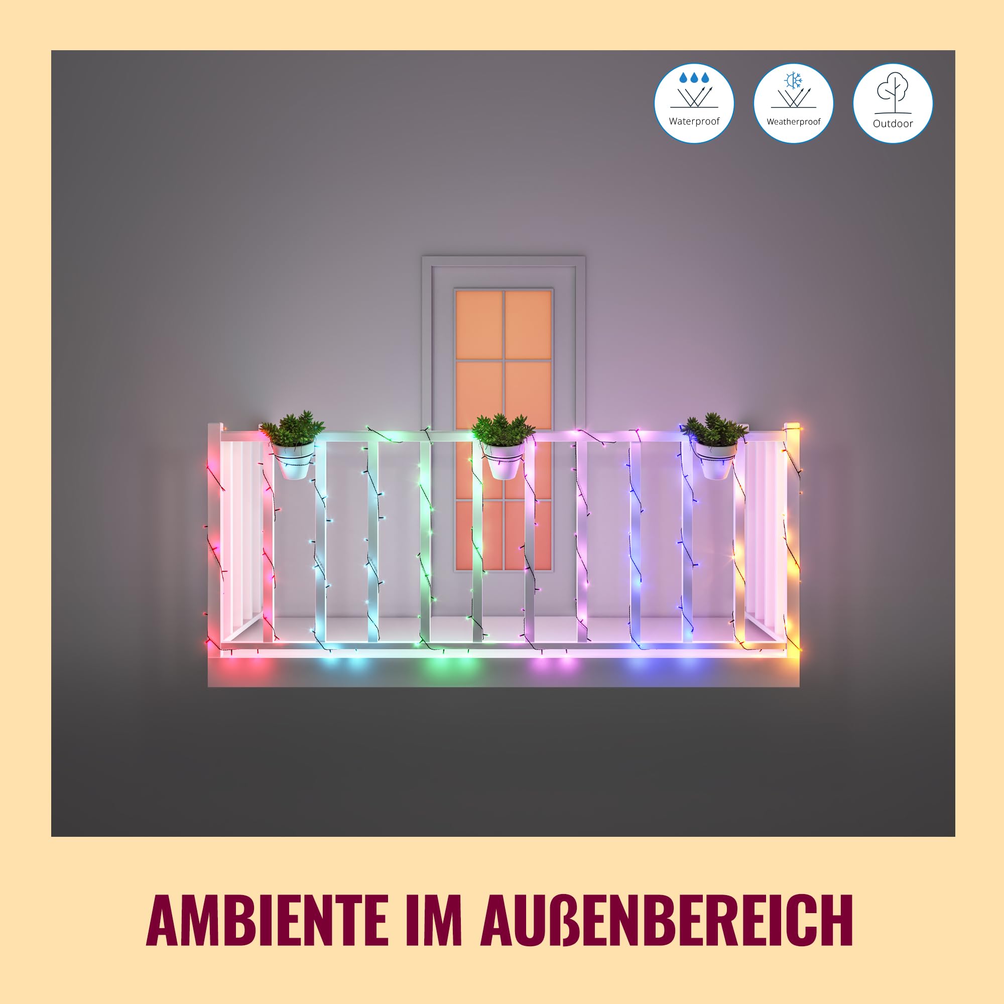 WiZ RGBIC Smart LED Fairy Light - Lichterkette mit 160 LEDs, 16 Mio. Farben + Weißschattierungen, 8 Lichtzonen, verbindet sich mit WLAN, Sprach- / App-Steuerung, funktioniert mit Google Home, Alexa