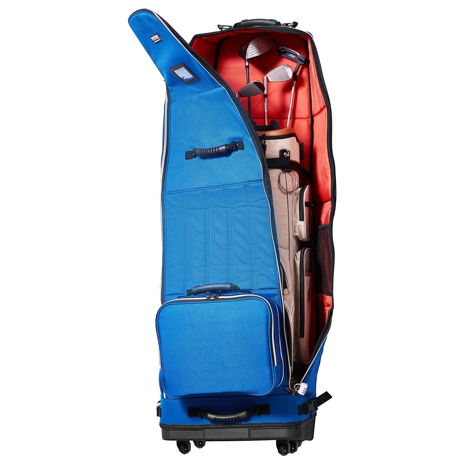 VEVOR Bolsa de Viaje Enrollable para Palos de Golf Bolsa de Carrito Portátil 6 Ruedas Impermeable Resistente al Desgaste 1200D Poliéster Oxford Bolsa de Almacenamiento para Palos de Golf, Azul
