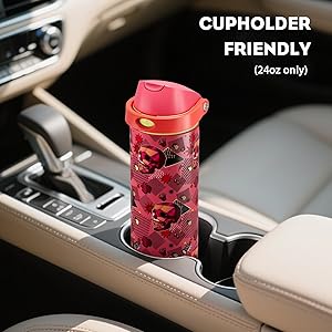 POWCAN 24 oz Insulated Skull Water Bottle: 2-in-1 Lid with Push-Button Spout & Quick-Flip Straw, Leakproof, Car Cupholder Friendly, Stainless Steel for Gym, Travel, Camping (Candy Vandal)