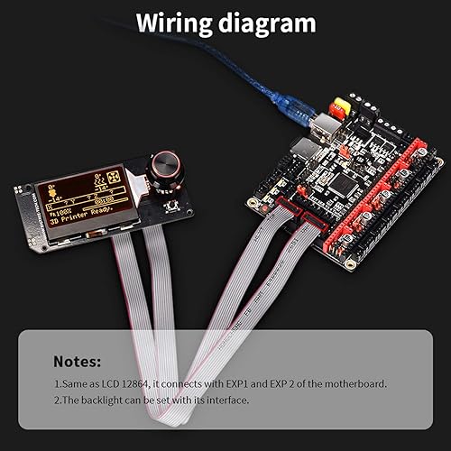 Miniatura 5 de BIGTREETECH Mini12864 V2.0 Pantalla LCD Inteligente Tarjeta de Control con Adaptador y Cable para Ender-3 VORON 2.4 Prusa-i3 Impresora 3D RAMPS 1.4
