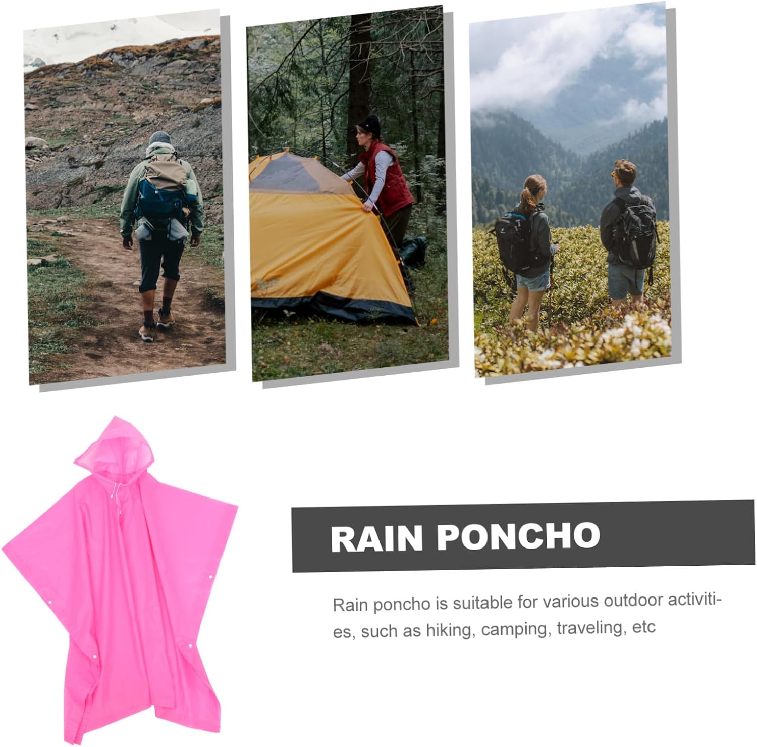 Mikinona Adult Hooded Raincoat Waterproof Rain Cover Climbing Raincoat Bike Hooded Rainsuit Adult Rain Poncho