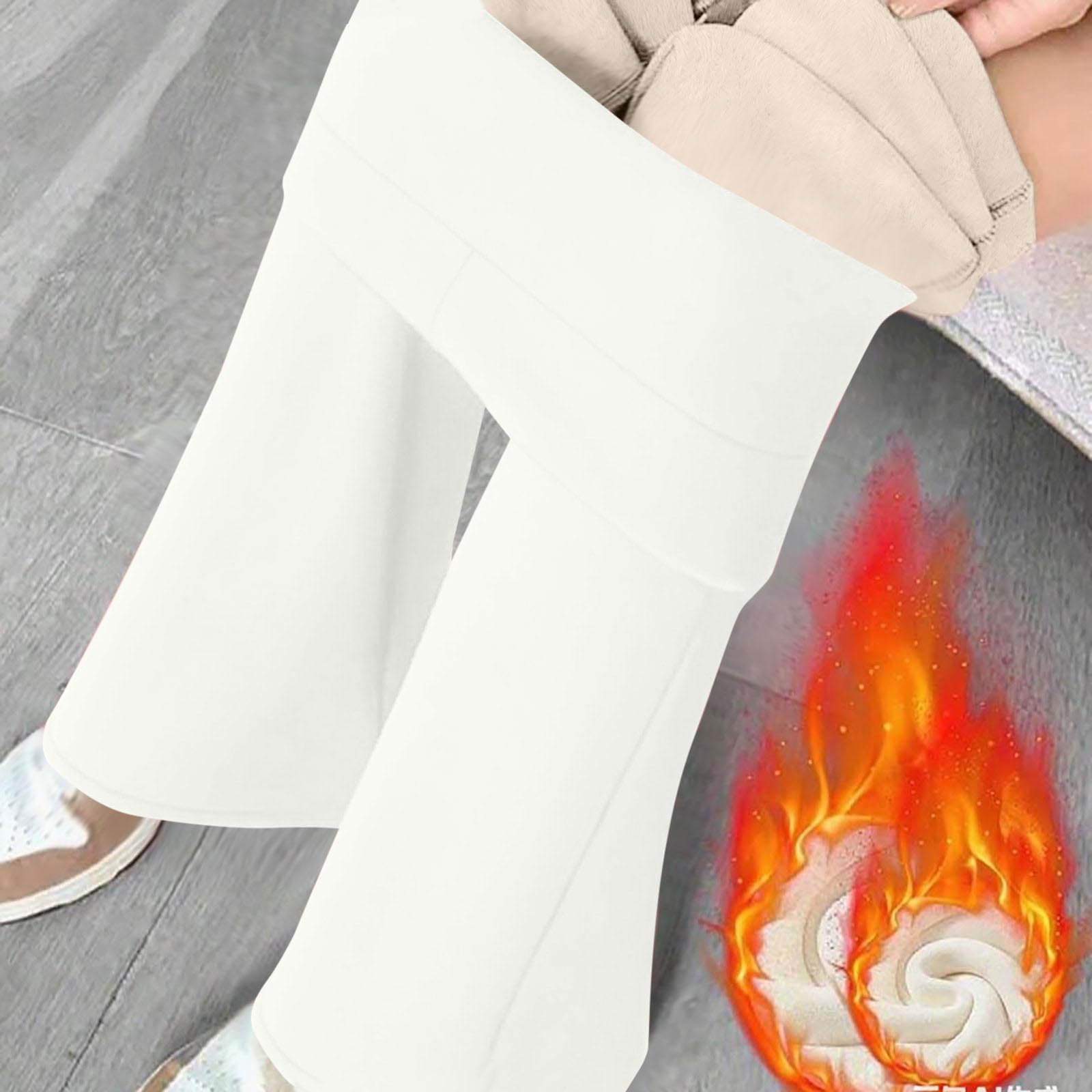 Leggings évasés doublés en polaire pour enfants - Pantalon thermique chaud décontracté épais uni - Collants solides - Pantalon de yoga - Coupe ajustée - Pantalon d'école