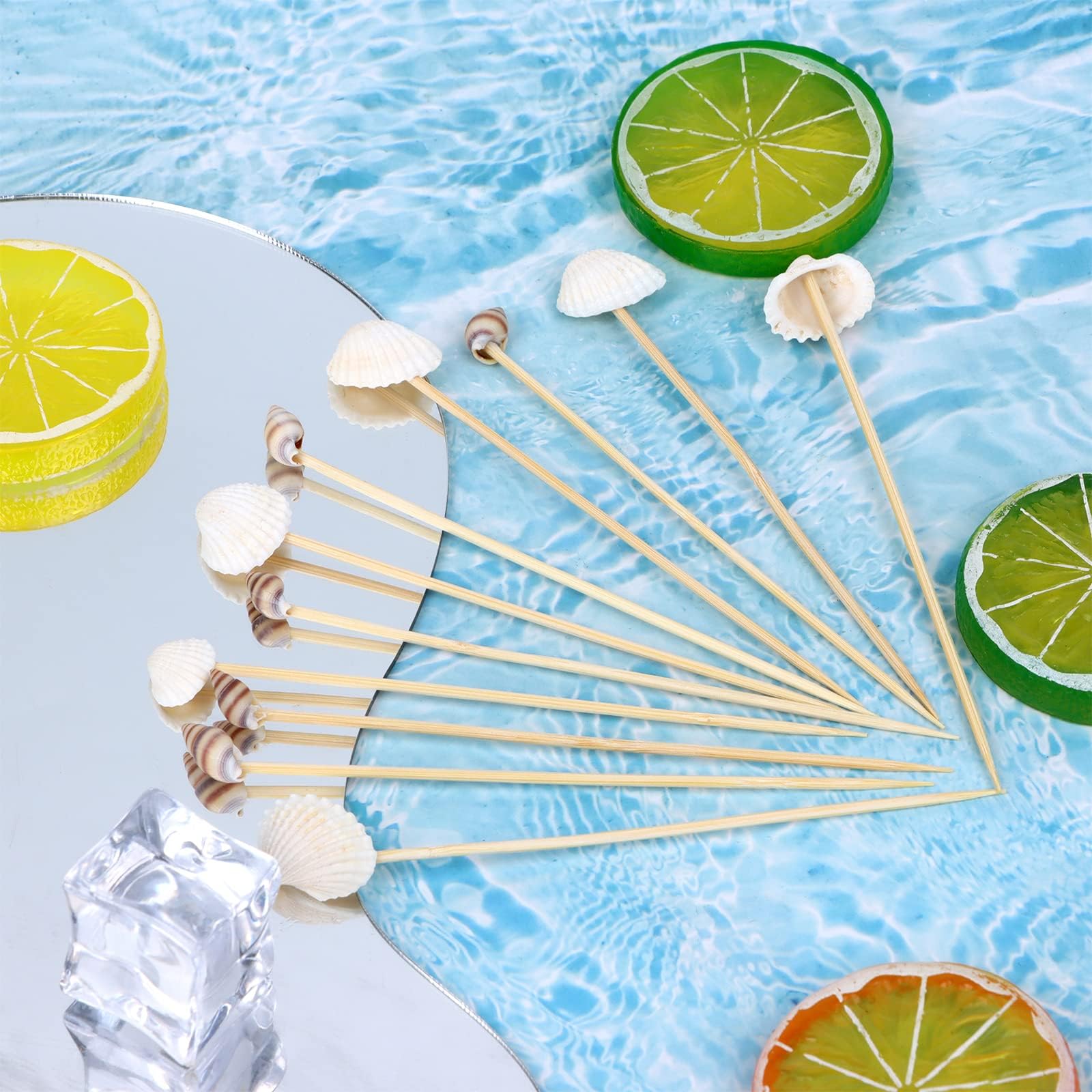 Palillos para Aperitivos 12cm,200 Piezas Palillos para Aperitivos Verano,Brochetas de Cóctel de Madera,Pinchós de Frutas pará Frutas, Postres, Ensalada, Fiesta,Palillo Cóctel Palos Coctel Madera (B)