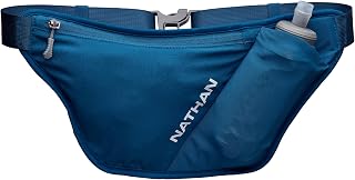 Nathan Pinnacle FeatherLite Hydration Belt: 25oz Hydrapak Soft Flask w/ ExoSpine, No-Bounce Running Belt, Phone Holder, Ultra-Light Sailor Blue