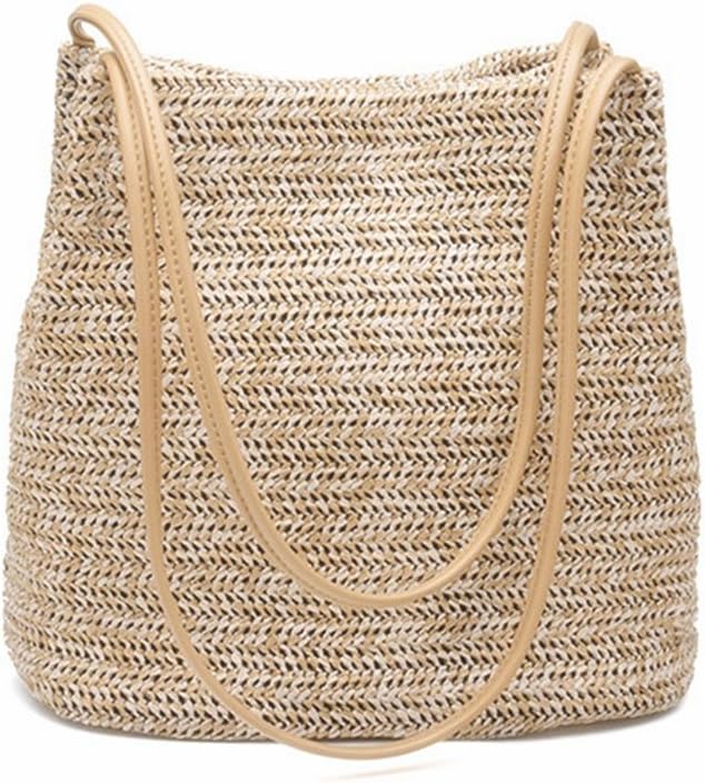 KAMIERFA Weekender Lightweight Synthetic Straw Shopper Tote Women's Shoulder Handbag